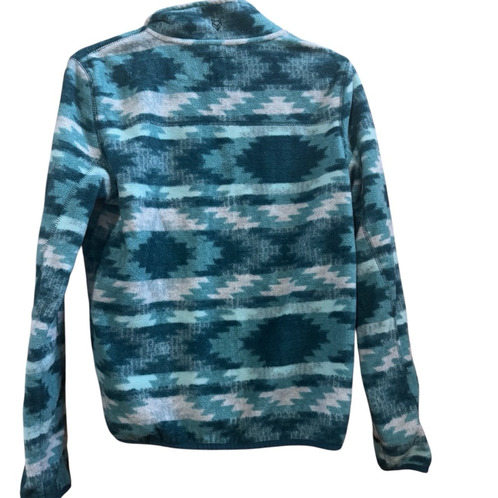 Prince & Fox Fleece Teal Patterned Womens Sweater pullover sweatshirt size M - Picture 2 of 7